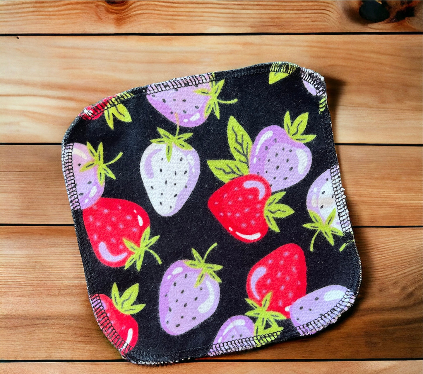 Strawberry 1ply flannel cloth wipes