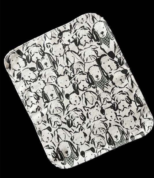 Sketched Pups 1ply flannel reusable paper towels