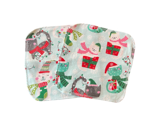 Set of Christmas 9x9 2ply flannel cloth wipes