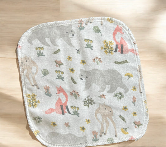 Woodland Friends Toss 1ply flannel cloth wipes
