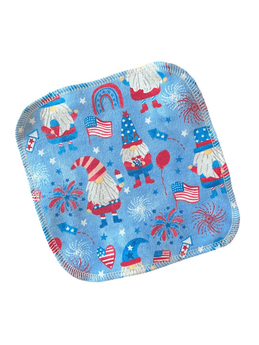 Patriotic Gnomes 2ply flannel cloth wipes