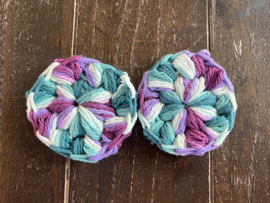 Set of Crochet cotton face Scrubbies Garden Party
