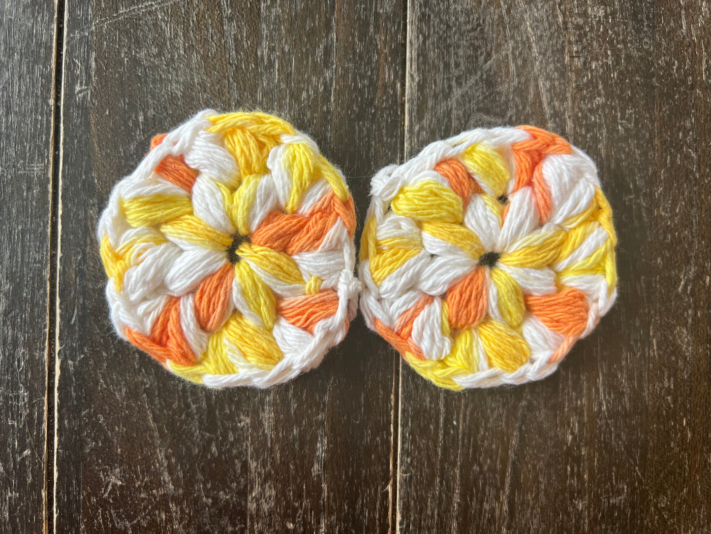 Set of Crochet cotton face Scrubbies Creamcicle