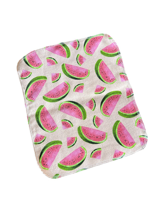 Watermelon on Pink 1ply flannel reuseable paper towels