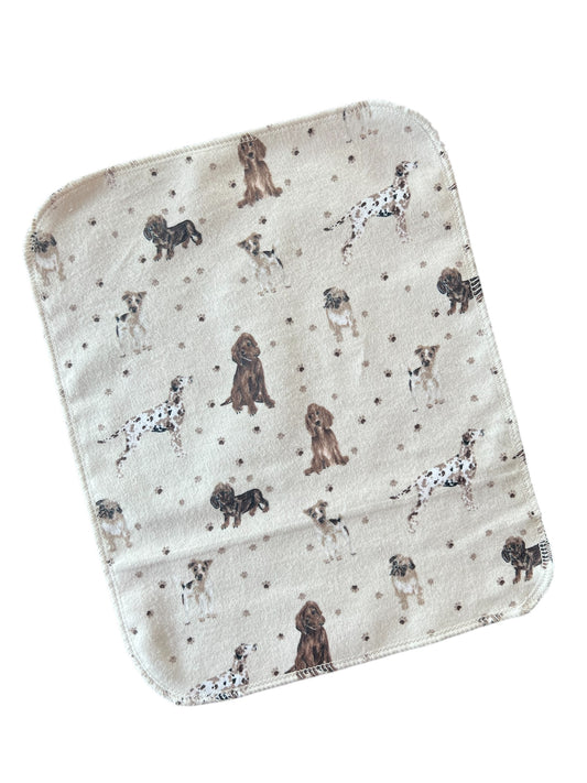 Dogs on Tan 1ply flannel reuseable paper towels