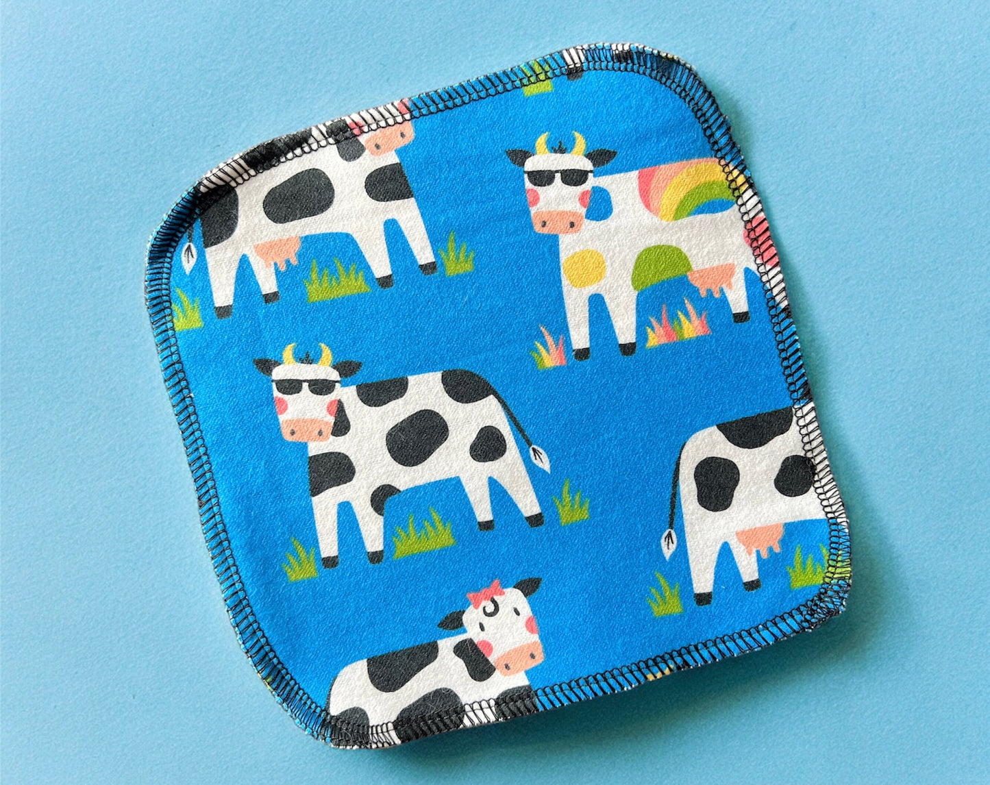 Cool Cow Print 1ply flannel cloth wipes