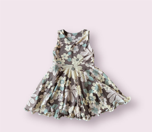 2t Floral sleevless full length twirl dress
