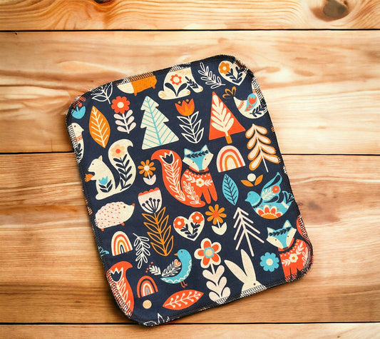 Forest Animals 1ply flannel reusable paper towel