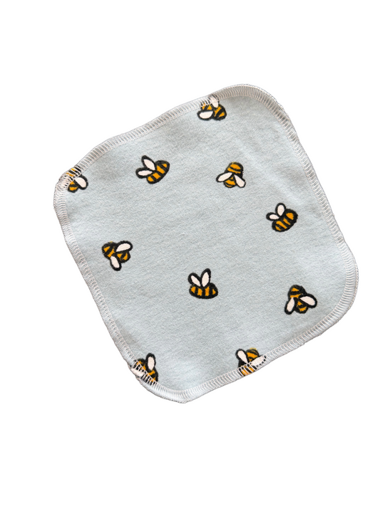 Bumblebees on Denim 2ply flannel cloth wipes