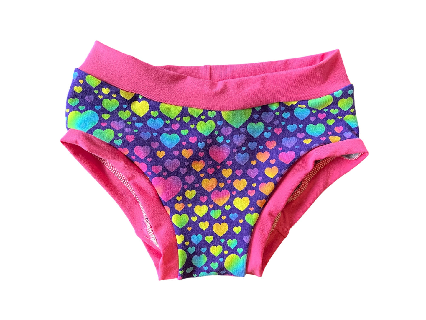 Watercolor Rainbow Hearts kids size 7 underwear