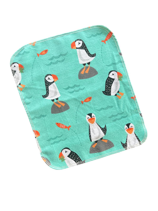 Cute Puffins 1ply flannel reusable paper towels