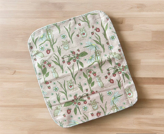 Strawberry Fieldmouse 1ply flannel reusable paper towels