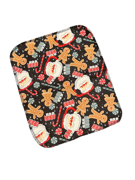 Santa Mugs and Gingerbread 1ply flannel reusable paper towels