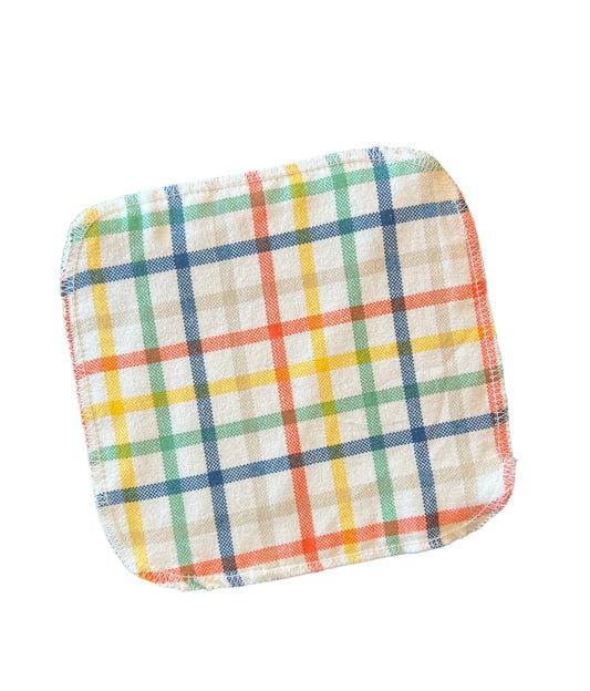 Yellow Blue Green Orange Plaid 2ply flannel cloth wipes