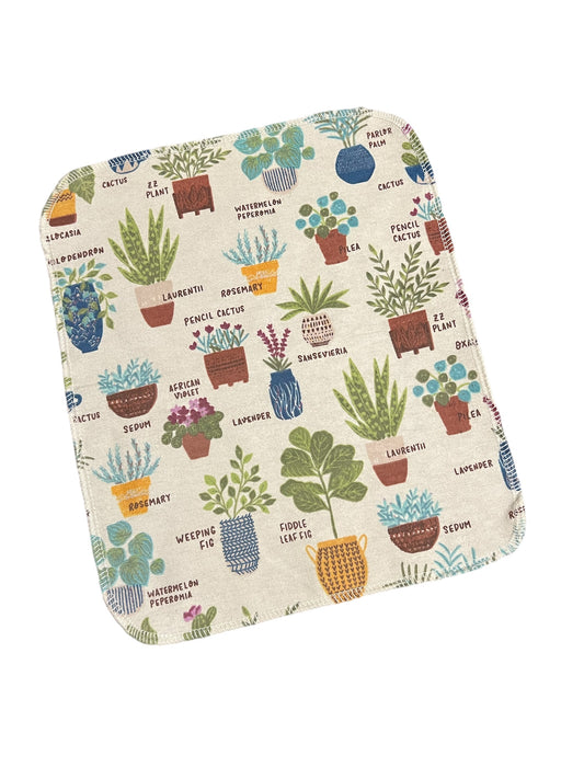House Plants & Names  2ply flannel reusable paper towels / napkins