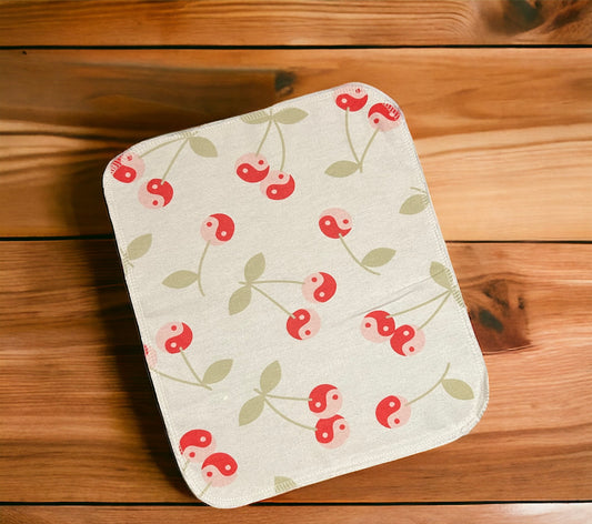 Yin Yang Cherries 1ply flannel reusable paper towels