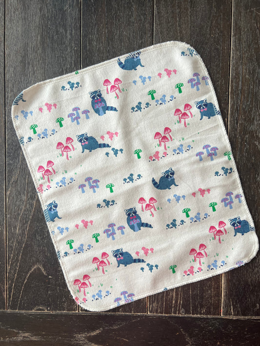 Dapper Racoons & Mushrooms  1ply flannel reuseable paper towels