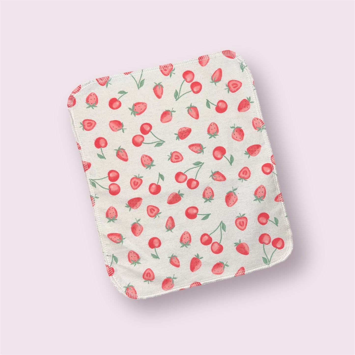Strawberries & Cherries 2ply flannel reusable paper towels / napkins