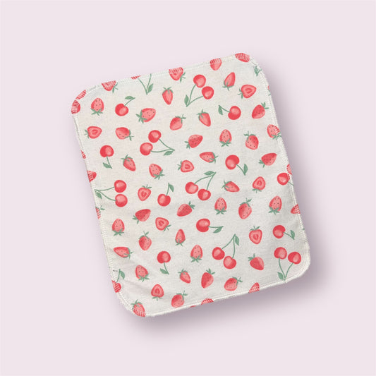 Strawberries & Cherries 2ply flannel reusable paper towels / napkins