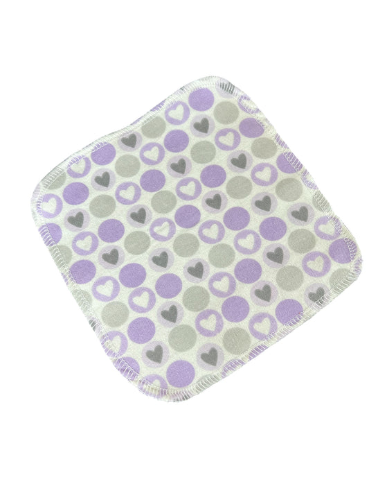 Purple Hearts 2ply flannel cloth wipes