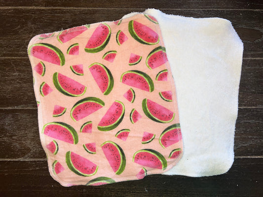Watermelons on Pink 2ply flannel Terry towels