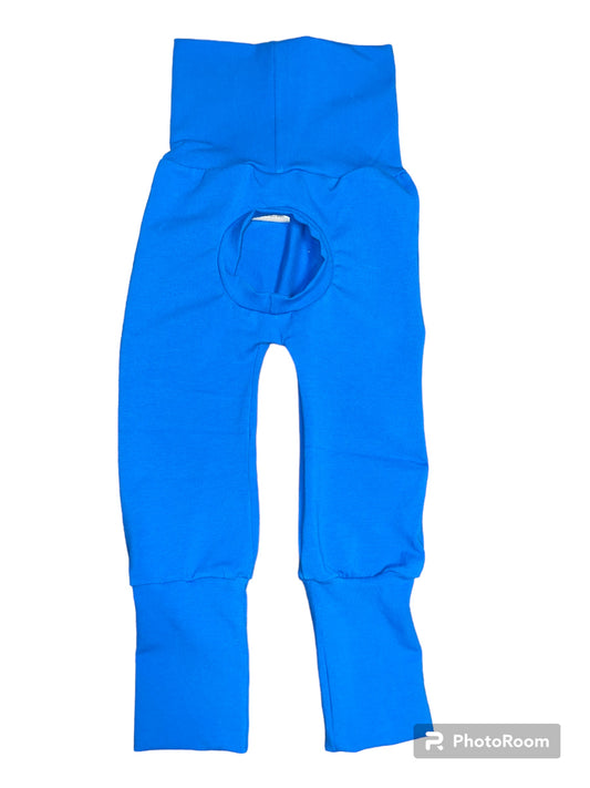 Solid Bright Blue Peek a boo maxaloones 6m-3t Maxaloones grow with me pants