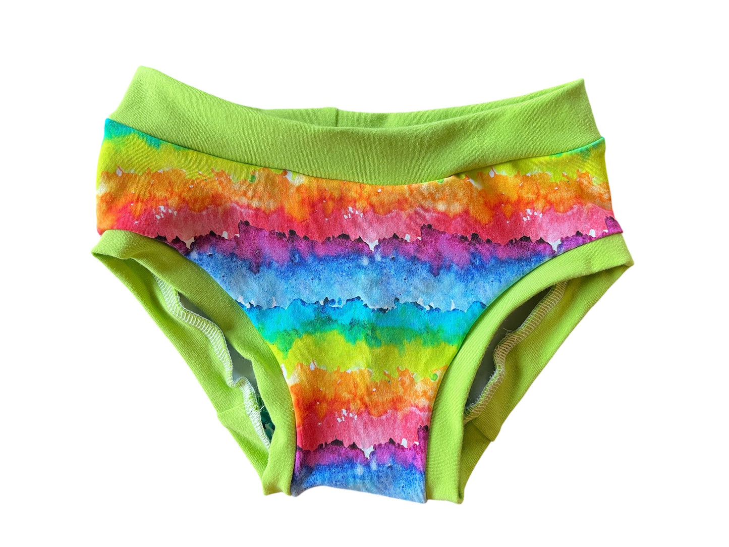 Watercolor Rainbow Stripes kids size 7 underwear