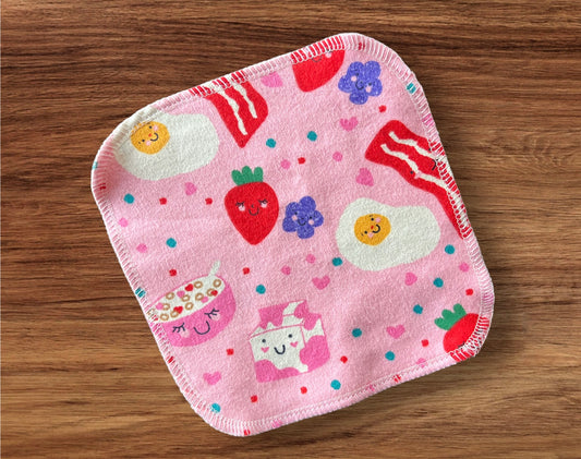Breakfast Foods 1ply flannel cloth wipes
