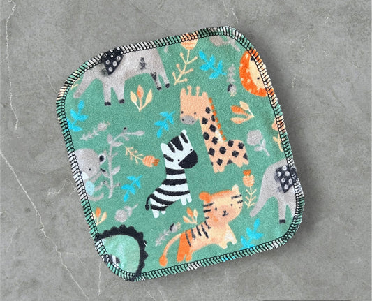 Jungle Friends 1ply flannel cloth wipes