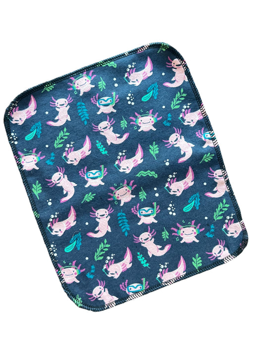 Cute Axolotl 1ply flannel reusable paper towels