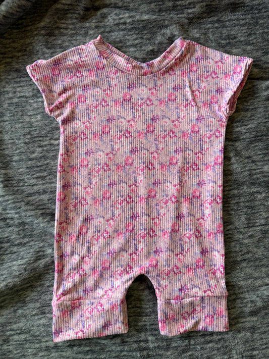 12m pink Floral  Shorts Romper