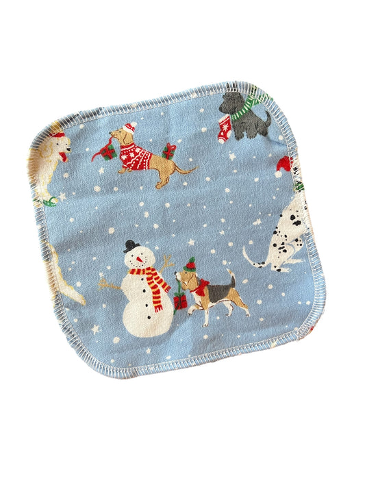 Christmas Dogs 2ply flannel cloth wipes
