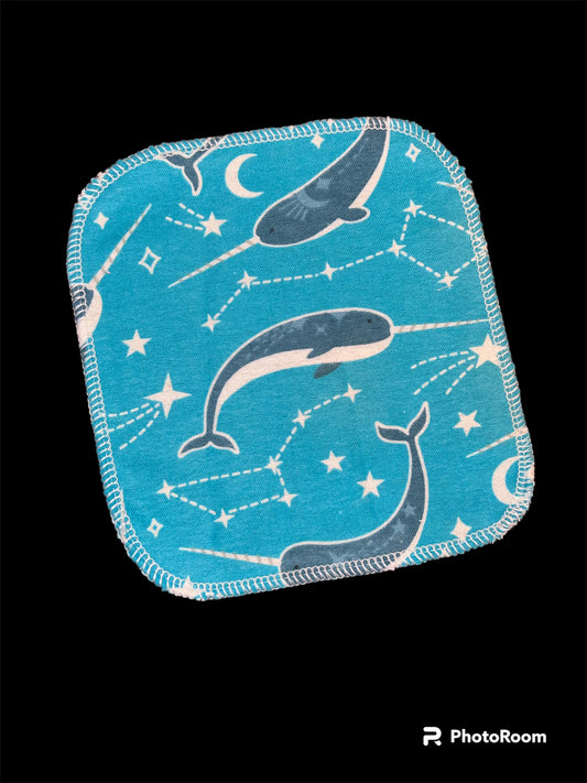 Narwhals 1ply flannel cloth wipes