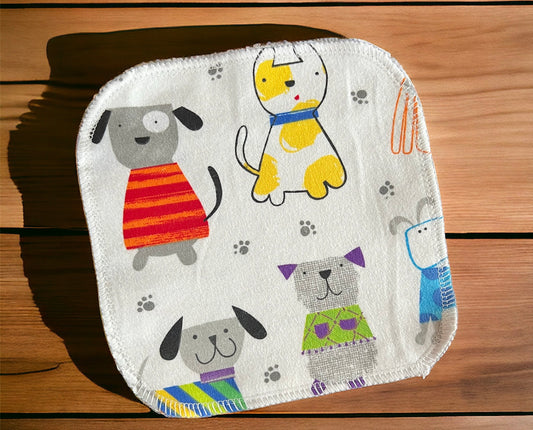 Colorful Pups 2ply flannel cloth wipes