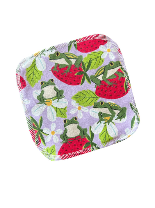 Strawberry Frogs 2ply flannel cloth wipes