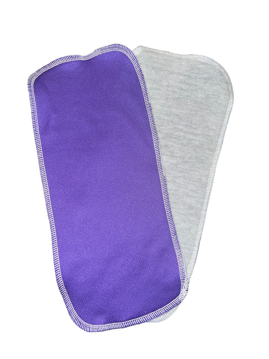 Heather Grey fleece & purple athletic wicking jersey diaper liners