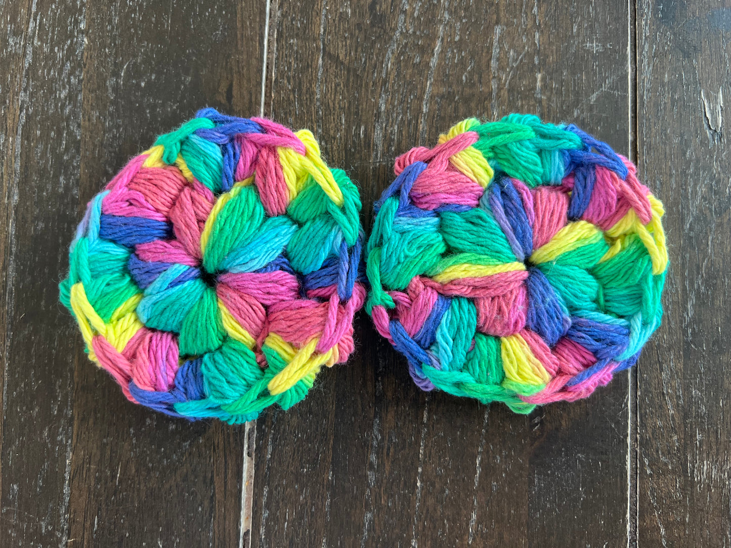 Set of Crochet cotton face Scrubbies psychedelic