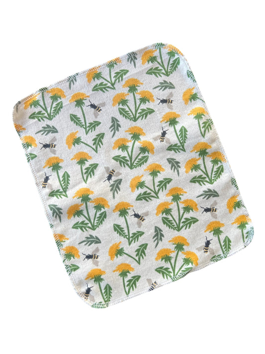 Bees & Dandilions 1ply flannel reusable paper towel