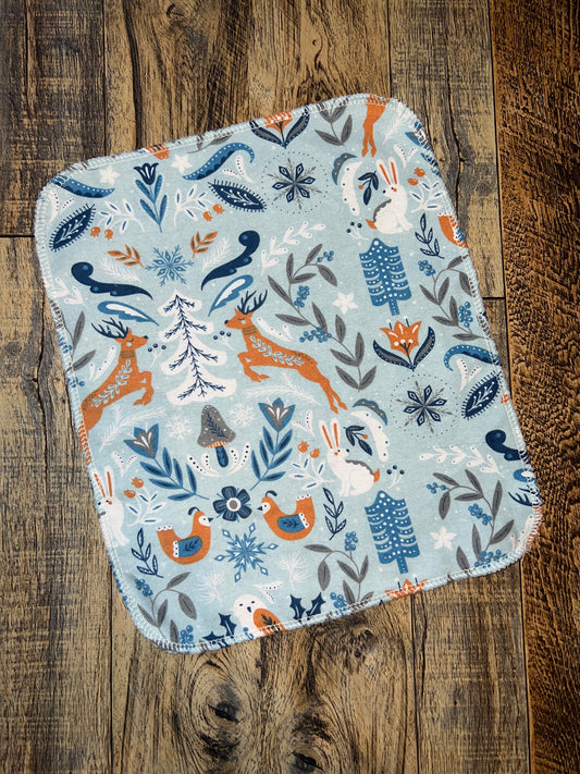 Folk winter animals  1ply flannel reusable paper towels