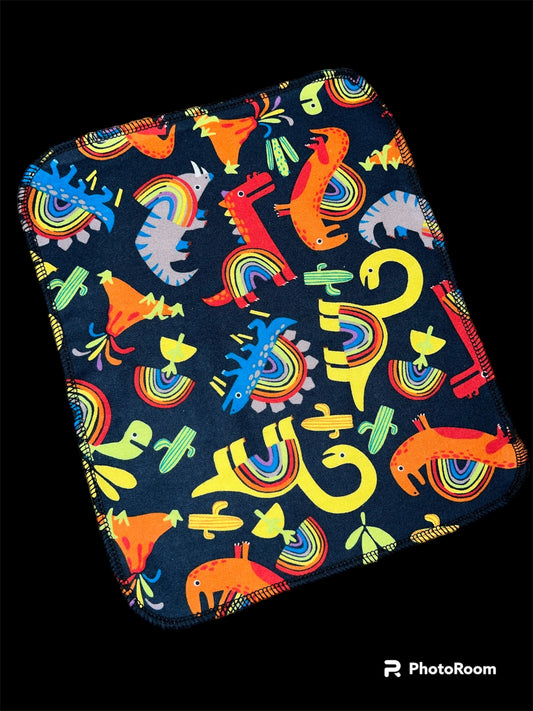Rainbow Dinosaur 1ply flannel reusable paper towels