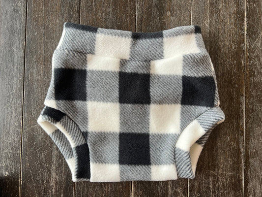 Black & White Check XL Fleece Diaper Cover