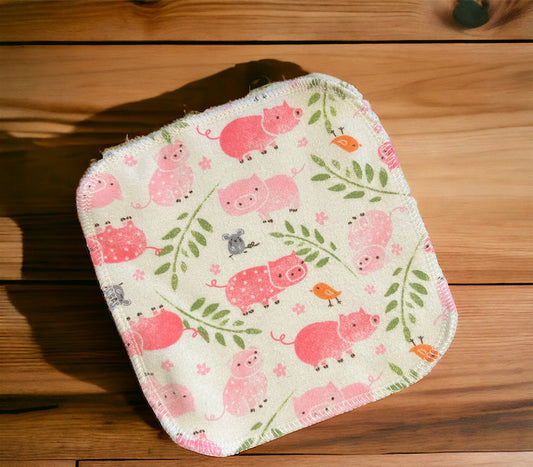 Cute Pigs 2ply flannel cloth wipes