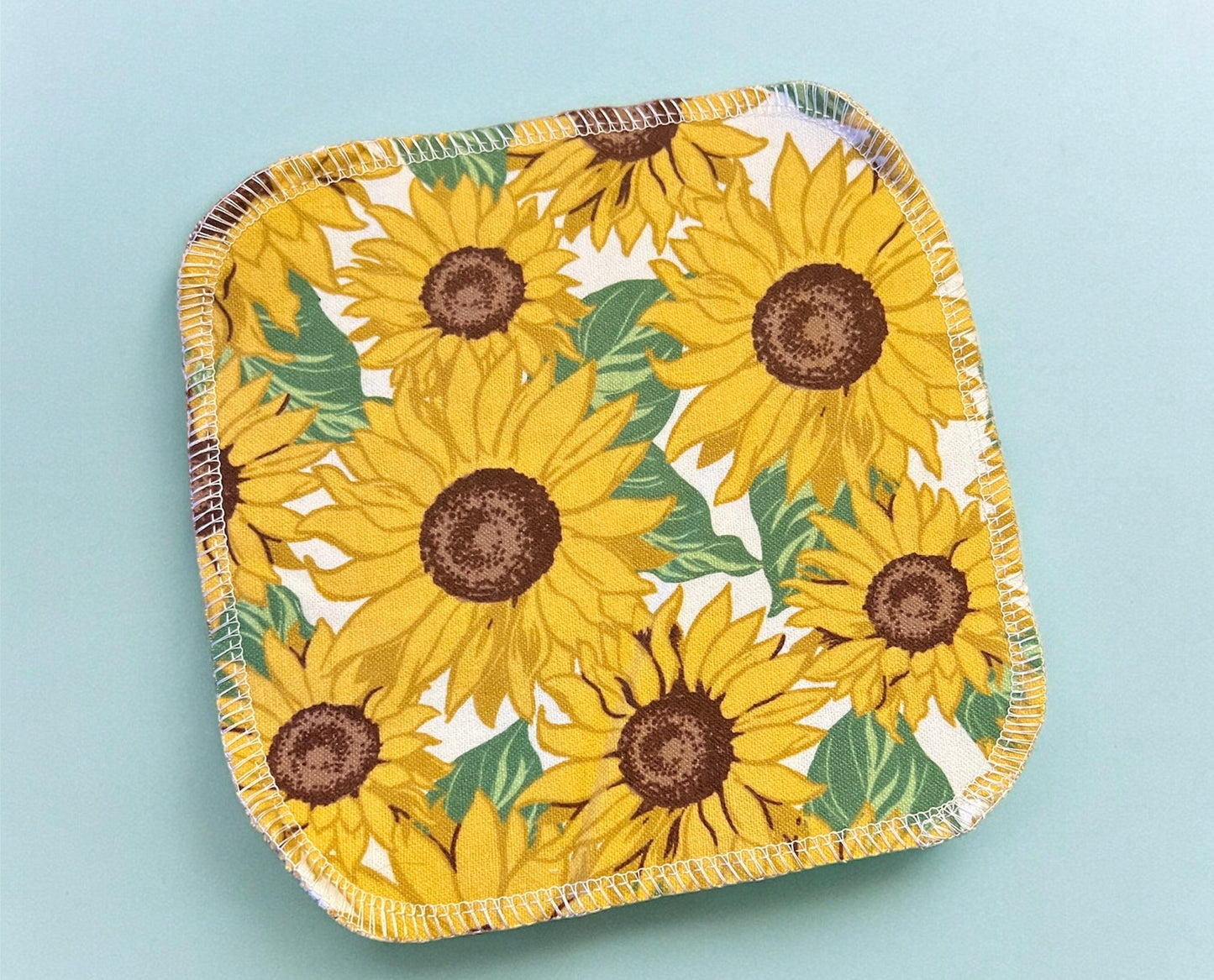 Sunflowers 1ply flannel reusable cloth wipes