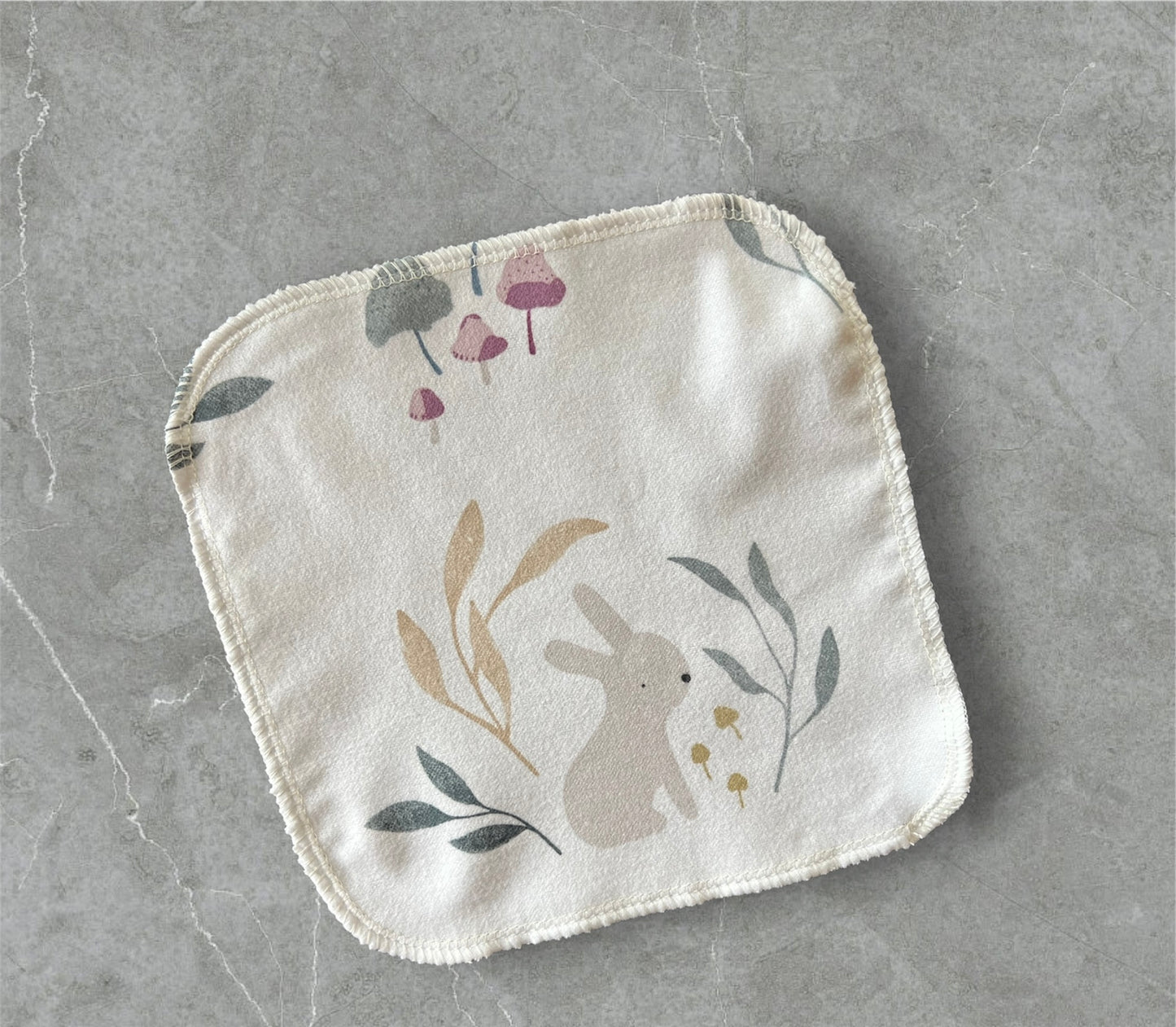 Bunnies and Mushrooms Organic Cotton 1ply flannel cloth wipes