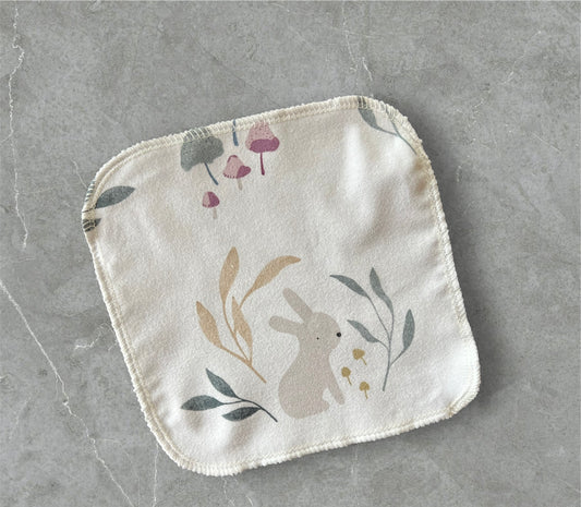 Bunnies and Mushrooms Organic Cotton 1ply flannel cloth wipes