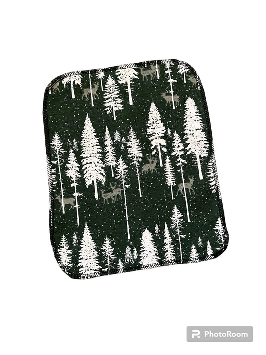 Winter Pine Trees Deer Forest 1ply flannel reusable paper towels