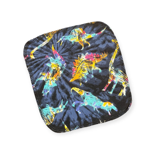 Rainbow Dinosaur 1ply flannel cloth wipes