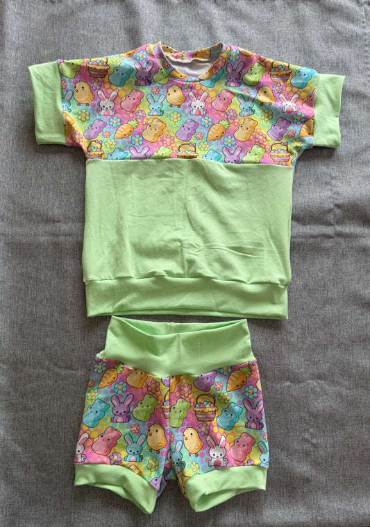 Easter Chicks & Bunnies 6/9yr Dolman & Shorts Outfit