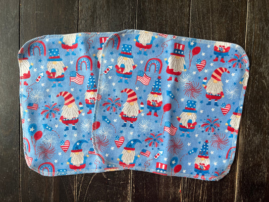 Set of Patriotic Gnomes 9x9 2ply flannel cloth wipes