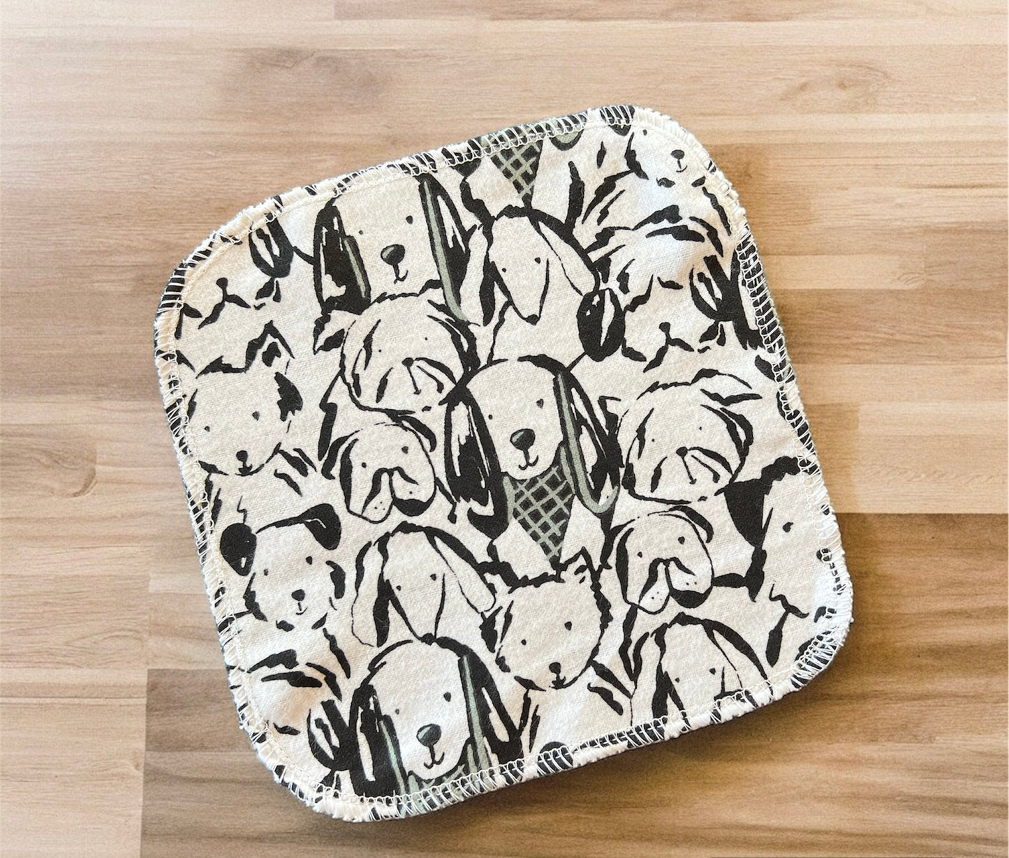 Sketched Dogs 1ply flannel cloth wipes